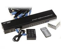 KVM Switch Automatique Souris Clavier Ecran 8 PC - HDMI / USB - Controle à distance, auto alimenté, avec cordons - 4096x2160