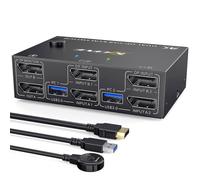 Kvm Switch Dual Monitor Displayport, 4 Usb3.0 for 2 Computers, 2 In 2 Out Dp 1.4 Kvm Switch-hy