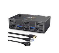 KVM Switch Dual Monitor DisplayPort, 4 USB3.0 para 2 Computadores, em SaíDas DP 1.4