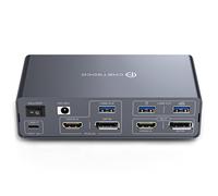 Kvm Switch Dual Monitor Usb C Hdmi Dp Docking Station For Laptop & Desktop Type-C Mst Hdmi 4K60Hz + Dp 4K120Hz 13 En 1, Avec Usba + Usbc, Usb3.0 Et Emplacement Pour Carte Sd/Micro Sd