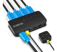 KVM Switch for 4 PC,HDMI and USB KVM Switch,Sharing 4K Monitor and 3 USB Device,4 KVM Cables Included.[F46]