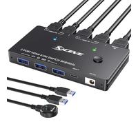 KVM Switch HDMI 2 ports 8K@60Hz/4K@120Hz,KVM Switch pour 2 ordinateurs partagent 1 moniteurs et 3 hub USB 3.0, contrôleur de bureau et câble USB inclus