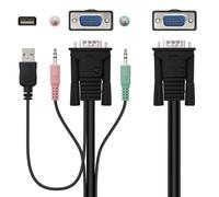 KVM Switch VGA USB 2 PCs 1U avec câbles inclus, facilite le contrôle de plusieurs ordinateurs à partir d'un seul clavier et moniteur.
