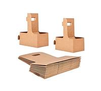 KVMORZE Lot de 50 poignées de Transport de 2 Tasses en Carton Kraft avec poignée en Carton Kraft de 350 à 850 ML pour Boissons, Plats à emporter, café et Restaurant