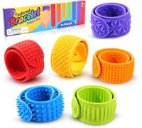KVOSGQ Fidget Toys Sensory en Silicone Textured Slap Bracelets Fidget Slap Bracelets Jouet 6pcs Sensory Bracelet Toy Bracelets à Claquer Anti Stress Jouets Sensoriels pour Enfants Adolescents Adultes