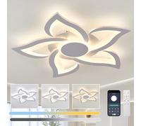 KVOYYIRA Luminaire Plafonnier 65cm,Lustre LED Fleurs Dimmable,Plafonnier Avec Télécommande APP,3000K-6000K,Fonction Mémoire,Minuterie,Veilleuse,36W Pour Chambre À Coucher Salle De Séjour-White