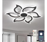 KVOYYIRA Luminaire Plafonnier Fleurs Avec Télécommande APP,lustre Moderne 54W 3000K-6000K,lampe Plafond LED Dimmable Avec Mémoire Pour Salon Chambre Bureau Cuisine-Black