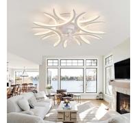 KVOYYIRA Ventilateur Plafond Avec Lumiere Fleurs Et Télécommande, LED Dimmable Silencieux Lustre Ventilateur, DC 6 Vitesse Fonction Mémoire Plafonnier Ventilateur Pour Chambre Salon, Blanc