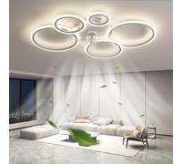 KVOYYIRA Ventilateur Plafond avec Lumiere LED Dimmable Et Télécommande APP, Lustre Ventilateur DC Réversible Silencieux, Plafonnier Ventilateur Moderne 6 Vitesses Timer pour Chambre Salon