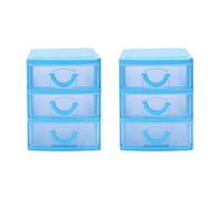 KVSERT 2 mini boîtes en plastique translucide de type tiroir (3 couches bleues)