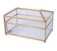 KVSERT Boîte à mouchoirs pratique en verre doré avec miroir - élégant pour anniversaire, Noël, mariage