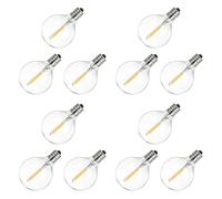 KVSERT Lot de 12 ampoules LED G40 de rechange à vis E12 incassables pour guirlande solaire Blanc chaud
