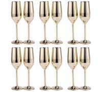 KVSERT Lot de 12 flûtes à champagne incassables en acier inoxydable brossé doré
