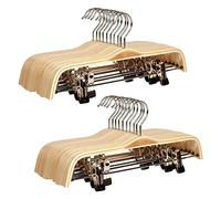 KVSERT Lot de 20 cintres en bois avec pinces antirouille pour pantalons/jupes