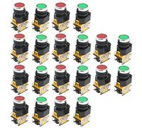 KVSERT Lot de 20 interrupteurs à bouton-poussoir momentané Rouge/vert 22 mm 10 A 380 V DPST