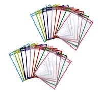 KVSERT Lot de 20 pochettes réutilisables effaçables à sec, couleurs assorties pour enfants, étudiants