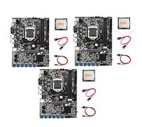 KVSERT Lot de 3 cartes mères B75 ETH avec processeur + câble commutateur + câble LGA1155 12 PCIE vers USB MSATA DDR3 B75 USB BTC