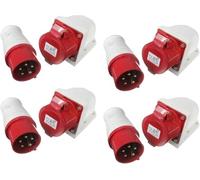 KVSERT Lot de 4 prises 5 broches étanches IP44 3 phases 380-415 V 3P + N + terre 16 A 16 A