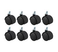 KVSERT Lot de 8 roulettes pivotantes en plastique Noir 8 mm Diamètre 3,8 cm