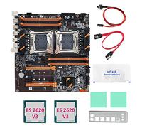 KVSERT X99 Carte mère double CPU + 2 x E5 2620 V3 CPU + câble + déflecteur + graisse thermique LGA 2011 Support carte mère CPU 2011-V3