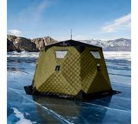 KVTUYC Abri de pêche sur Glace Portable, Tente de pêche Pliable pour Temps Froid, Tente de pêche d'hiver pour 5 à 6 Personnes, idéal comme cabane de pêche d'hiver Portable et Chaude.(Green)