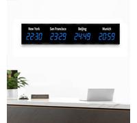 KVTUYC Horloge Mondiale LED 3/4 fuseaux horaires, Heure modifiable