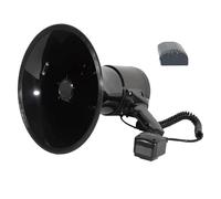 KVTUYC Megáfono, Bullhorn, Megaphone de Mano portátil, altavoz de altavoz portátil de potencia de 50W, altavoz grabable Gran volumen, guía al Aire Libre Bullhorn, Para animadoras(Black,with Battery)