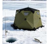 KVTUYC Tente de pêche sur Glace Pliable, abri imperméable et Coupe-Vent pour 5 à 6 Personnes, avec ancrages pour la Glace et Sac de Transport, idéale pour Le Camping Hivernal par Temps Froid.(Green)