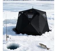 KVTUYC Tente de pêche sur Glace Pliable, abri imperméable et Coupe-Vent pour 5 à 6 Personnes, avec ancrages pour la Glace et Sac de Transport, idéale pour Le Camping Hivernal par Temps Froid.(Black)