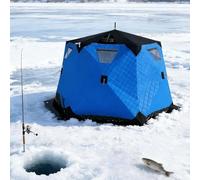 KVTUYC Tente de pêche sur Glace Pliable, abri imperméable et Coupe-Vent pour 5 à 6 Personnes, avec ancrages pour la Glace et Sac de Transport, idéale pour Le Camping Hivernal par Temps Froid.(Blue)