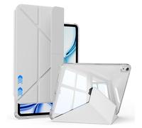 KVTVOU Étui pour iPad Air 11" 2025/2024 et iPad Air 5e/4e génération 10,9" 2022/2020, support pliable en Y multi-angle, rail coulissant amovible, couverture arrière transparente, gris