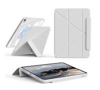 KVTVOU Étui pour iPad Air 11" M4/M3/M2, iPad Air 5e/4e Gen 10.9, Gris | Panneau arrière magnétique amovible à 360°, support multi-angle en forme de Y, coque transparente résistante aux chocs