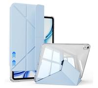 KVTVOU Étui pour iPad Air 11 pouces 2025/2024 et iPad Air 5e/4e génération 10,9" 2022/2020, support pliable en Y multi-angle, rail coulissant, couverture arrière transparente, bleu clair