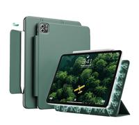 KVTVOU Étui pour iPad Pro 11" 2022/2021/2020 4e/3e/2ème génération, fixation magnétique puissante, prend en charge le chargement du stylo, étui fin pliable en trois parties pour iPad Pro 11, vert nuit