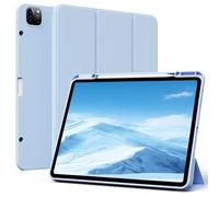 KVTVOU Étui pour iPad Pro 11" 4ème/3ème/2ème génération (2022/2021/2020) avec porte-stylo, support à rabat fin et couverture arrière en TPU souple, fonction veille/sommeil automatique, bleu clair