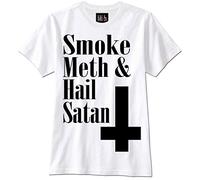 KVXSQLH T-Shirt Smoke Meth and Hail Satan Satanism Funny Goth(X-Large)
