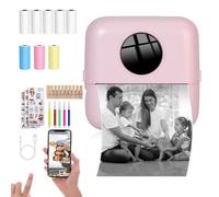Kvynzz Mini imprimante d'autocollants,imprimante d'autocollants Thermique Portable,imprimante de Poche Bluetooth sans Encre Compatible avec iOS et Android,imprimante sans Encre avec Papier (Rose)