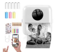 Kvynzz Mini imprimante d'autocollants,imprimante d'autocollants Thermique Portable,imprimante de Poche Bluetooth sans Encre Compatible avec iOS et Android,imprimante sans Encre avec Papier (Blanc)