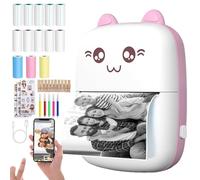 Kvynzz Mini imprimante de Poche, imprimante Thermique Portable avec 13 Rouleaux de Papier pour Application Android ou iOS, imprimante Bluetooth sans Encre, Cadeau pour Enfants (Rose)