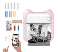 Kvynzz Mini imprimante Thermique de Poche,Petites imprimantes Photo Portables,imprimante pour Android/iOS,Impression de Poche sans Encre pour imprimante d'étiquettes à Usage DIY (Rose)