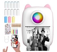 Kvynzz Mini imprimante Thermique Portable avec 13 Rouleaux de Papier gratuits, imprimante de Poche, sans Encre, Bluetooth et WiFi, pour Notes d'étude, mémo, Photos (Rose)