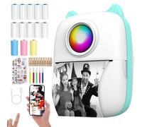 Kvynzz Mini imprimante Thermique Portable avec 13 Rouleaux de Papier gratuits, imprimante de Poche, sans Encre, Bluetooth et WiFi, pour Notes d'étude, mémo, Photos (Bleu)