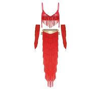 Kvysinly Adulte Belly Danse Outfit Ensemble De Costume Indien Dance Cosplay Rouge 3XL