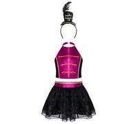 Kvysinly Costume Cirque Fille Enfant 3 Pièces Ensemble Circus Haut Jupe Maille avec Chapeau Soldat Déguisement Dompteur Cirque Halloween Rose vif noir 11-12 ans
