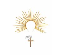 Kvysinly Costume Jesus Biblicaux Garçon Fille Robe Longue avec Châle Ceinture Costume de Christ Cosplay Noël Fête Ensemble de 2 coiffes et collier croix Taille unique