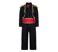 Kvysinly Costume Torero Espagnol Garçon Ensemble Flamenco Haut Manches Longues Pantalon et Ceinture Tenue Cosplay Tauromachie Carnaval Noir 8-10 ans