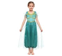 Kvysinly Deguisement Arabe Enfant Fille Combinaison Indien Princess Tenue Cosplay Moyen-Orient Carnaval Halloween Vert 5-6 ans