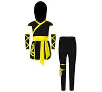 Kvysinly Déguisement Ninja Enfant Unisexe Tenue Cosplay Ninja Moderne Hoodie et Pantalon Coordonnés Imprimé Dragon Soldat Ninjas Déguisements B Jaune 3-4 ans