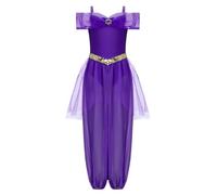 Kvysinly Deguisement Princesse Arabes Filles Combinaison Indien Princess Pailleté Ensemble Cosplay Moyen-Orient Enfant Fête Carnaval Violet 7-8 ans