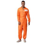 Kvysinly Déguisement Prisonnier Homme Combinaison Prisoner Oranges Uniforme de Prison Cosplay Carnaval Halloween Orange B XXL